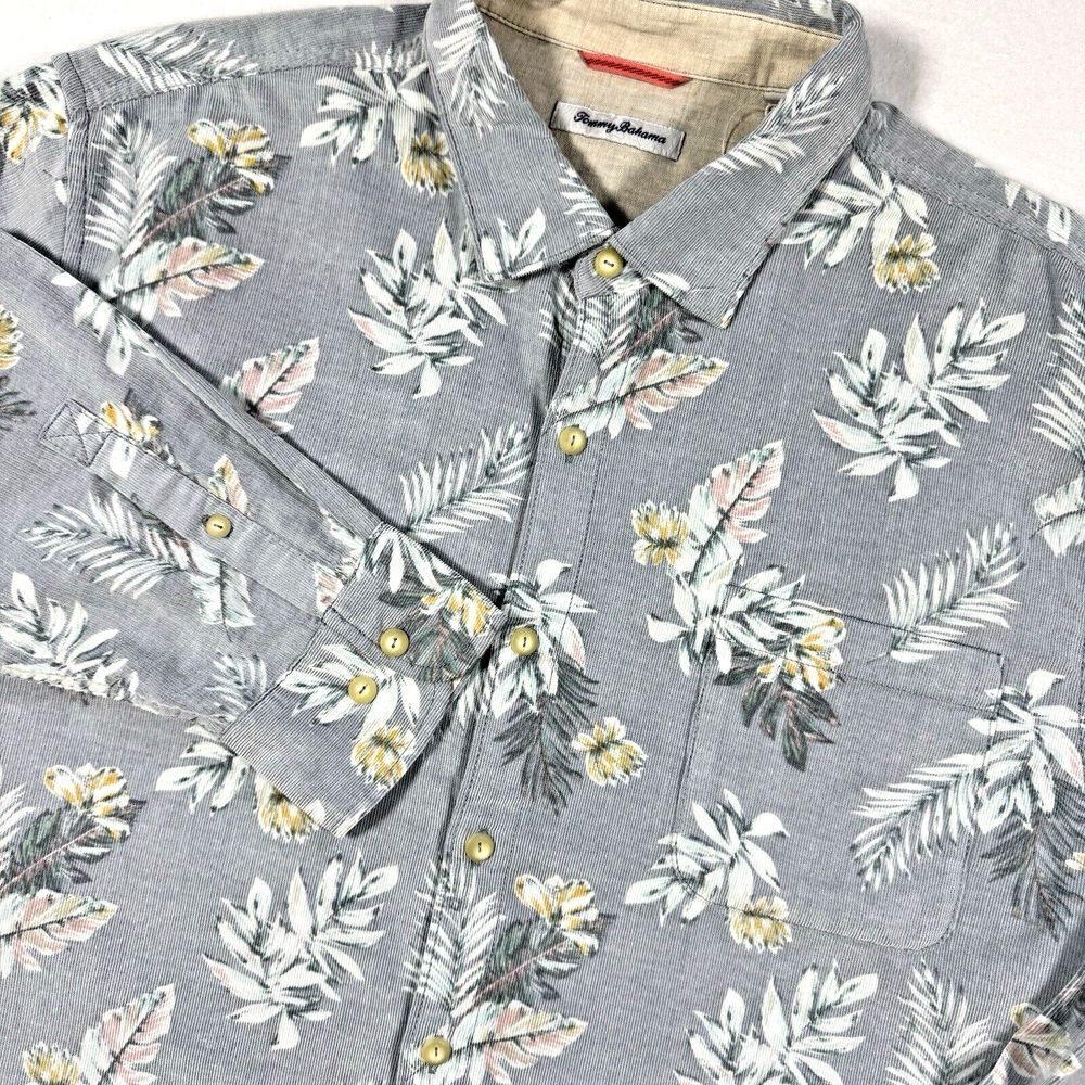 Tommy Bahama Corduroy Button Up Men's XXL Flora Frond Mist Iced Slate‎ T3236454